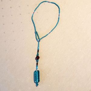 Turquoise Bead Lariat Necklace